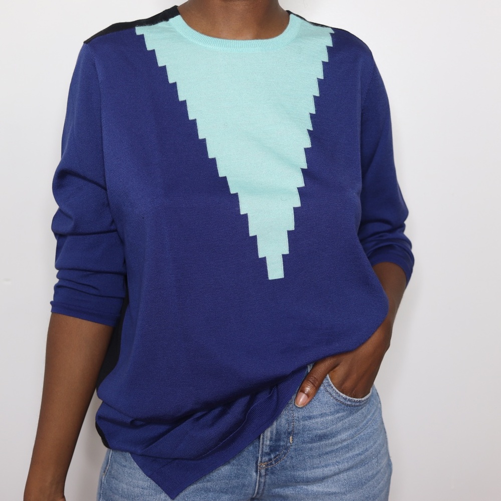 Pringle of Scotland Blue Round Neck Cotton Sweater